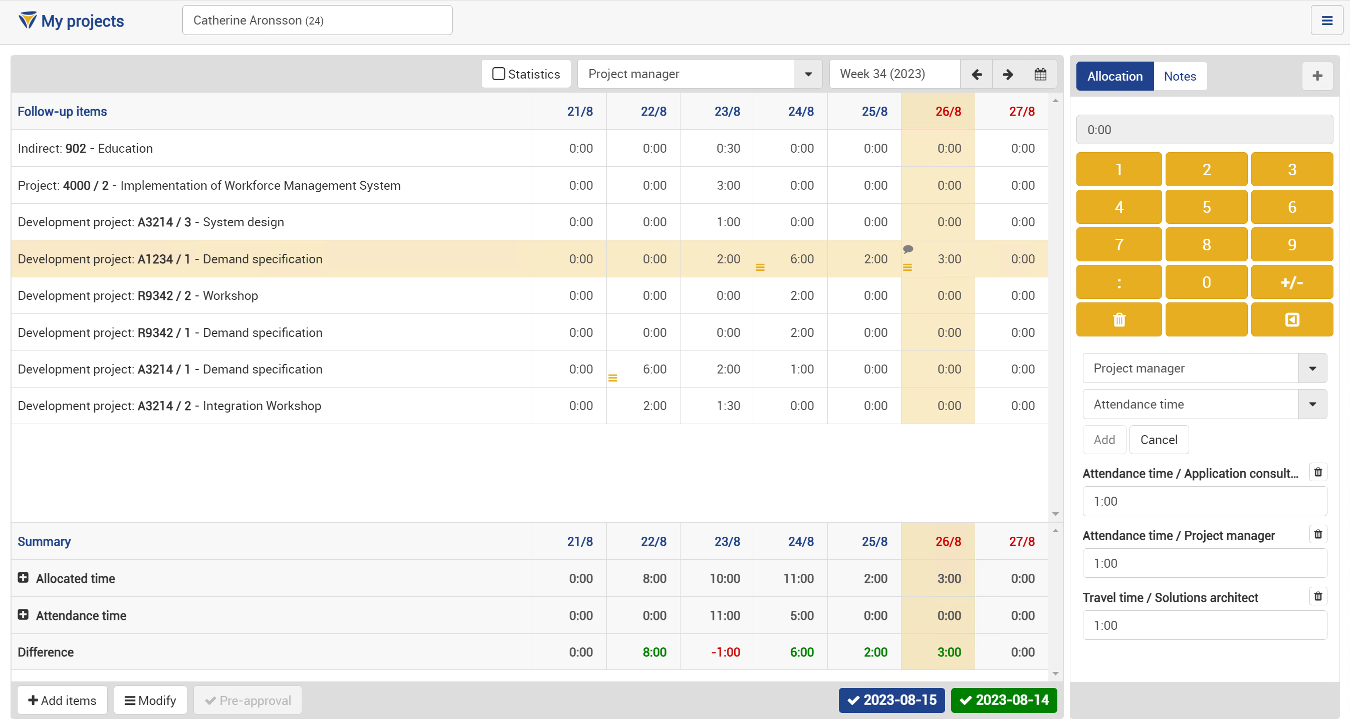 Time Key Project Reporting
